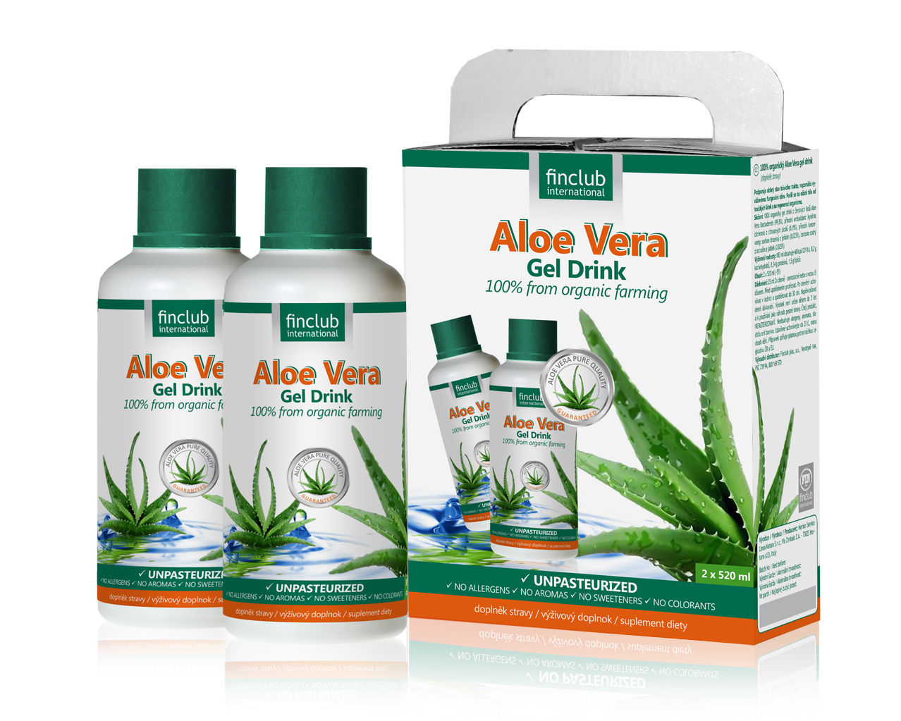 Finclub Aloe Vera gel drink 100% organický, doplněk stravy